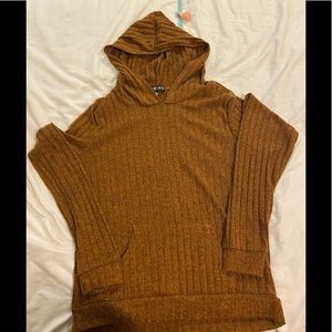 Brown orange ribbed hoodie